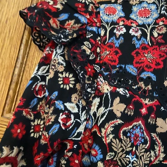 LOFT LONG SLEEVE FOREST RUFFLE SCALLOPED YOKE BLOUSE TOP SIZE SMALL - Picture 7 of 13